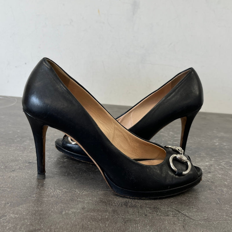 Women's Horsebit Heels Black Size UK 5.5 / EU 38.5