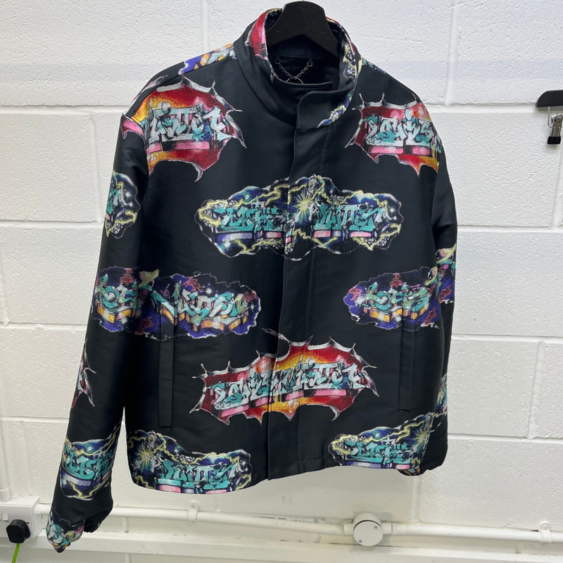 Men's Graffiti Print Jacket Black Size IT 50 / L