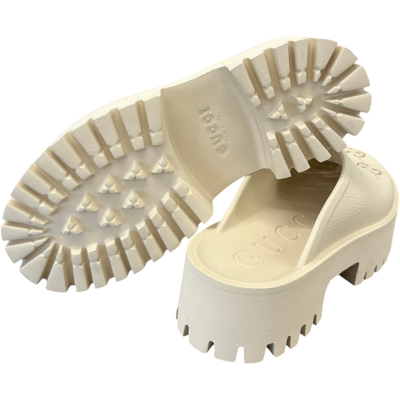 Gucci Women's GG Supreme Platform Sandals Beige Size 7