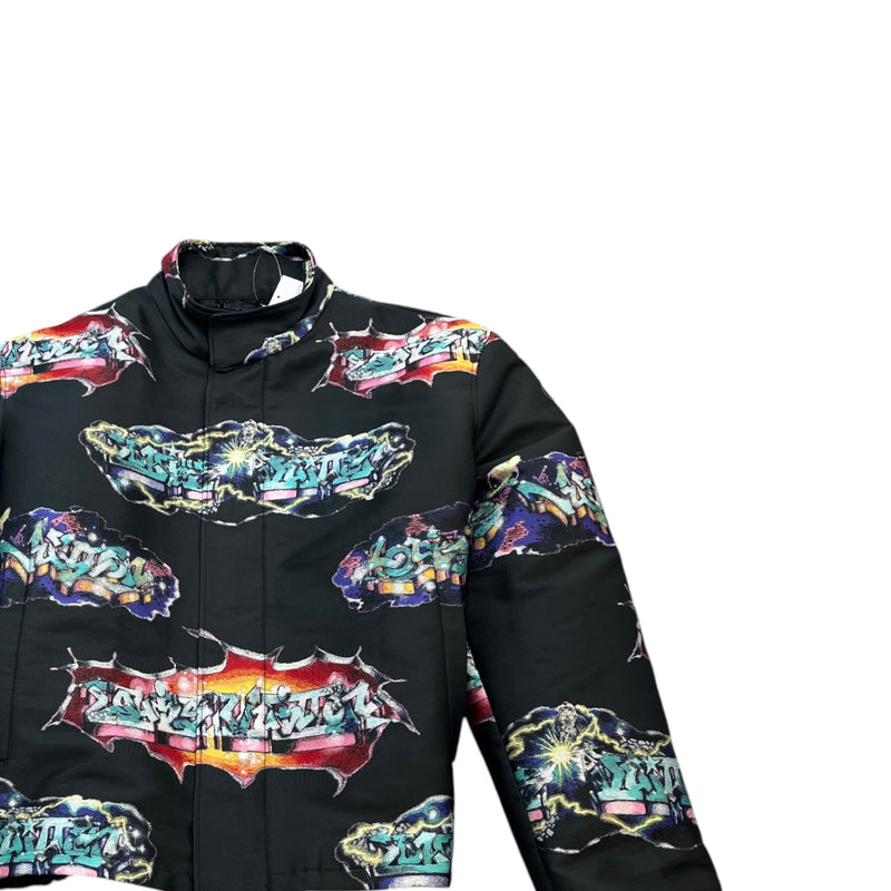 Men's Graffiti Print Jacket Black Size IT 50 / L