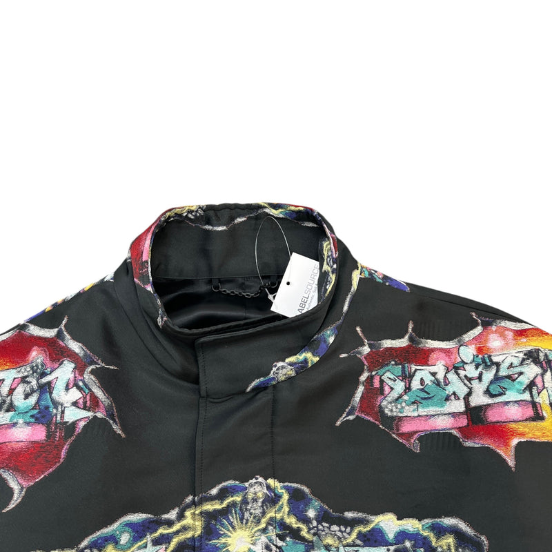 Men's Graffiti Print Jacket Black Size IT 50 / L