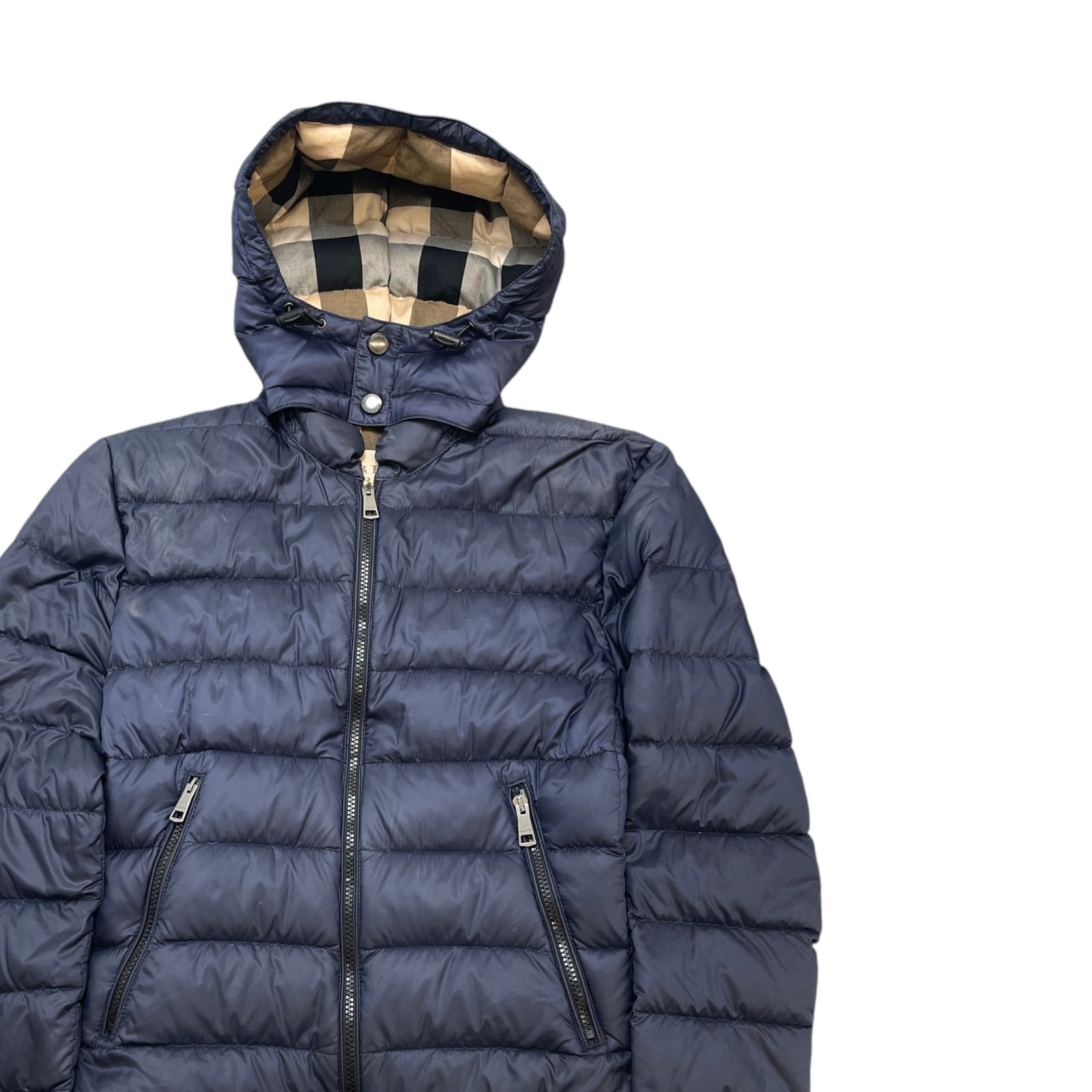 Men's Nova Check Brit Down Jacket Navy Size L - Photo 3