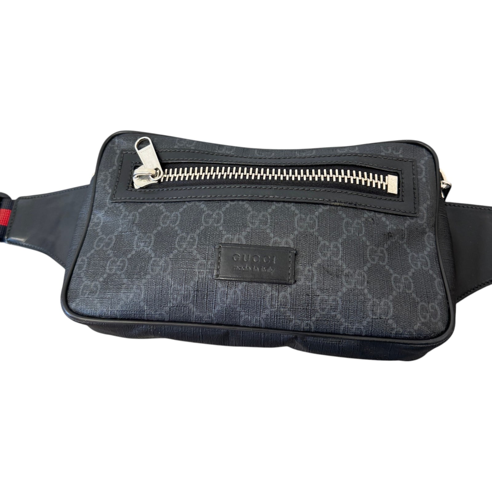 Men's GG Supreme Web Zip Belt Bag Black - Photo 7