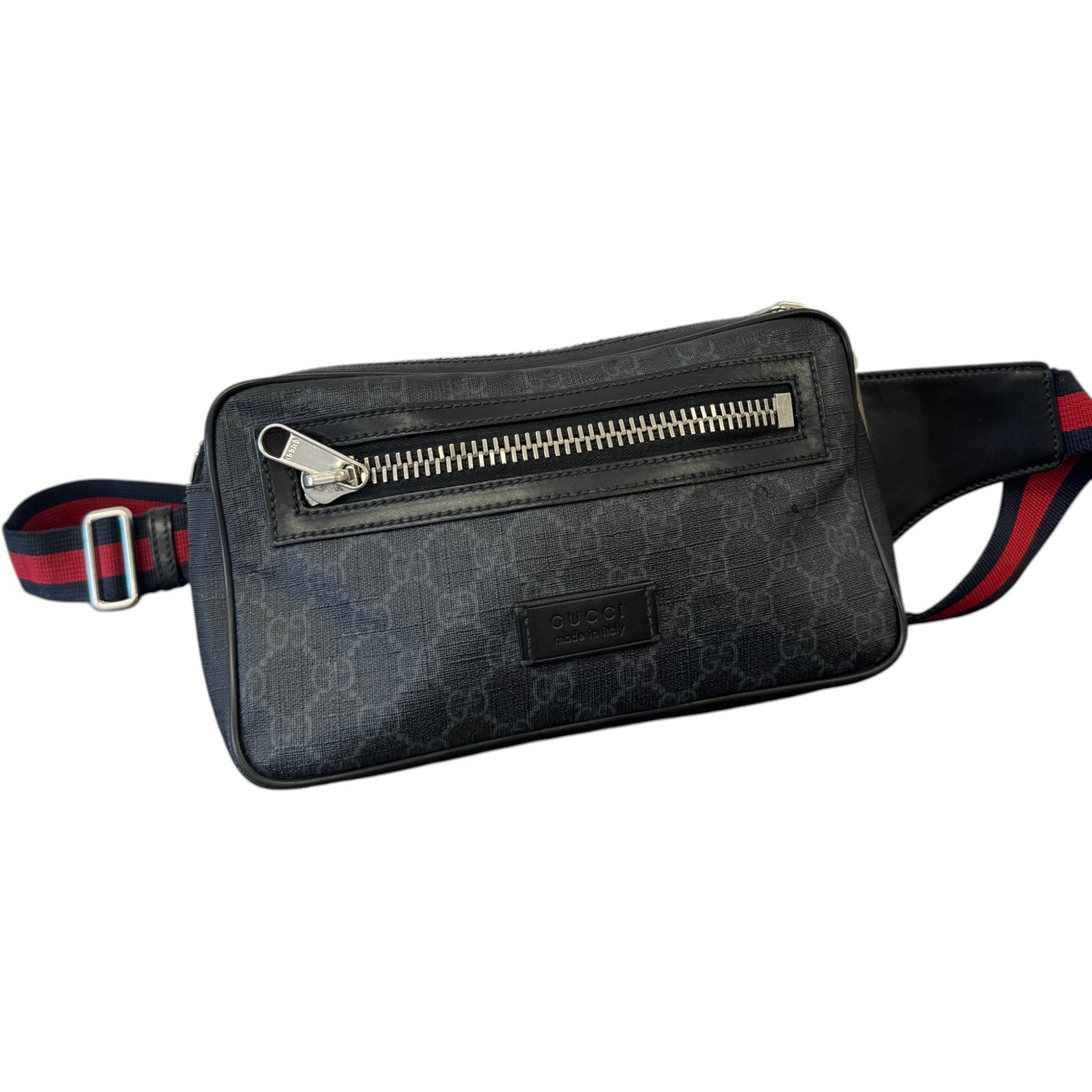 Men's GG Supreme Web Zip Belt Bag Black - Photo 6