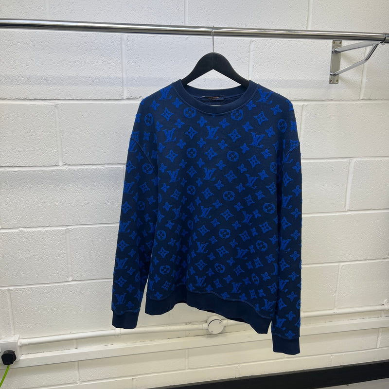Men's Monogram Jacquard Sweatshirt Blue Size L