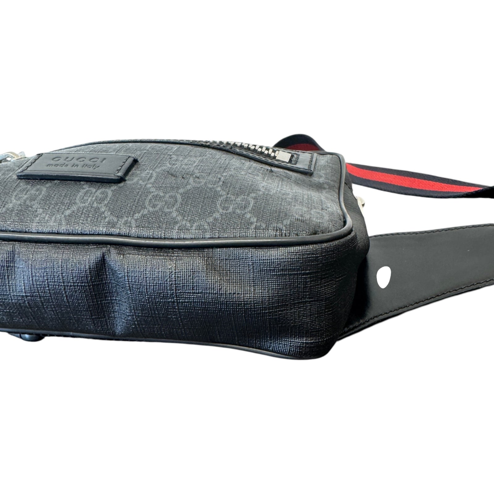 Men's GG Supreme Web Zip Belt Bag Black - Photo 10