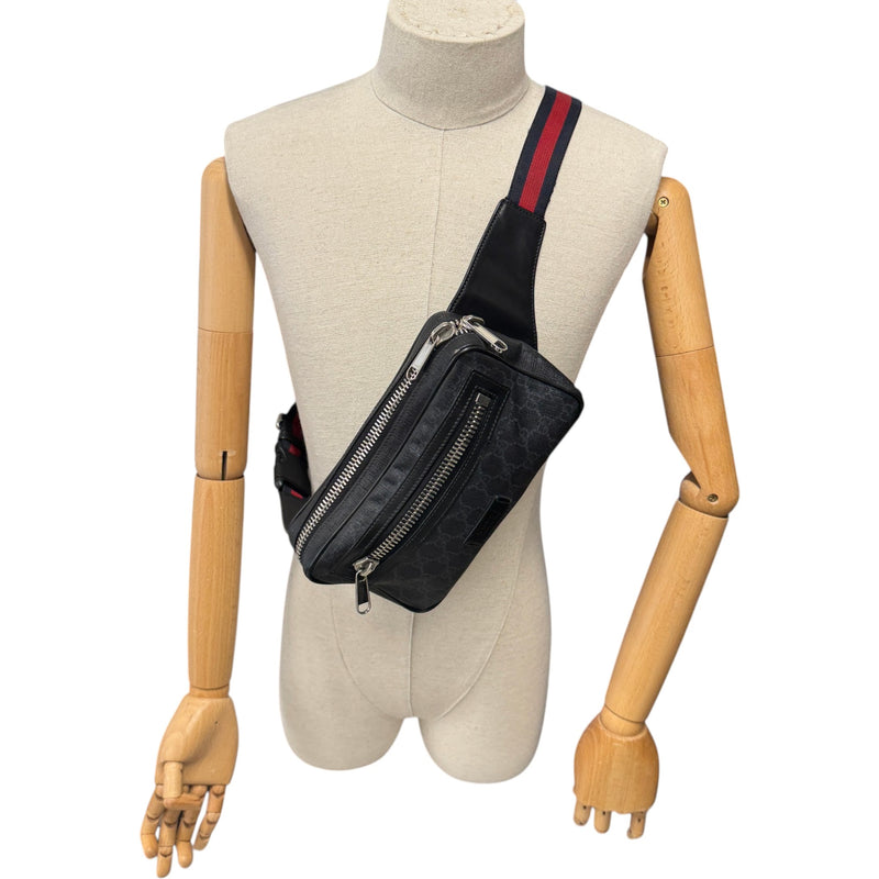 Men's GG Supreme Web Zip Belt Bag Black