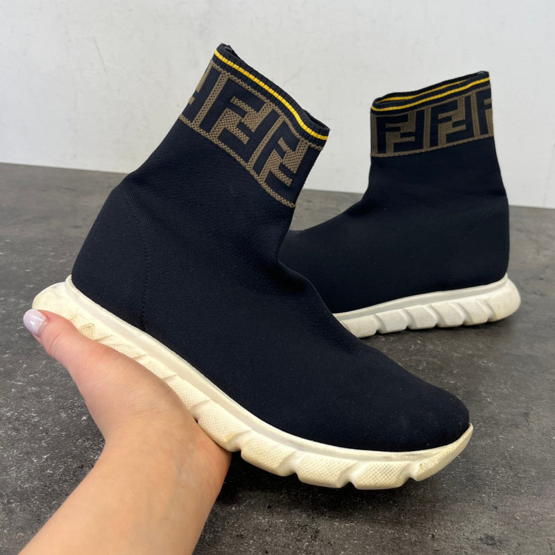 Women's Ff Monogram Sock High Trainers Black Size EU 36 / UK 3