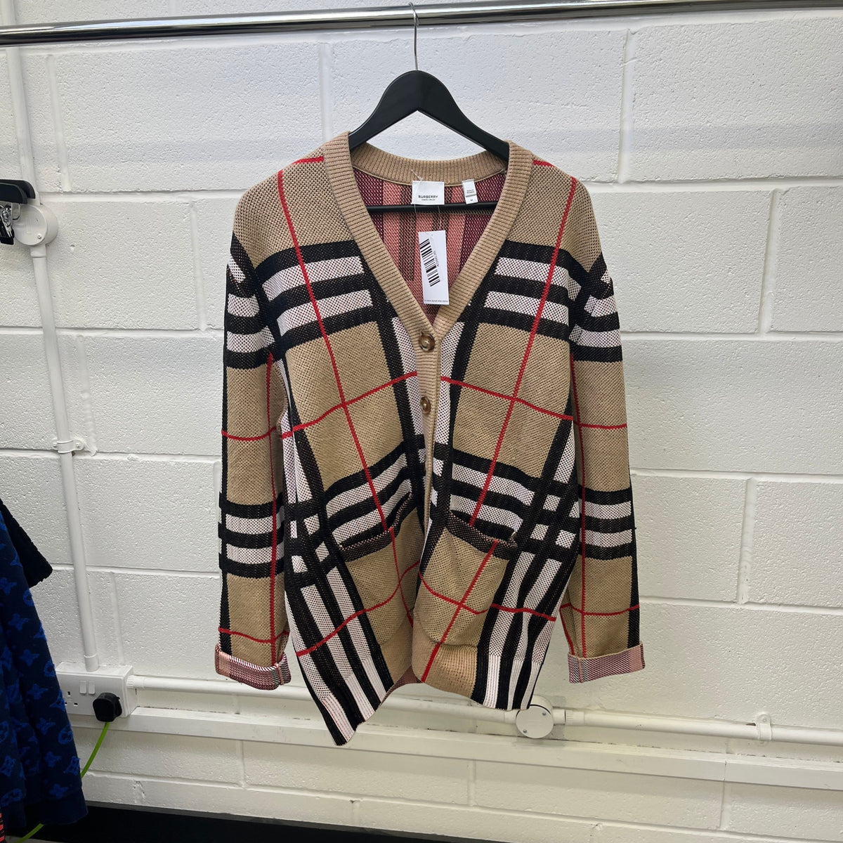 Women's Checkered Cardigan Beige Size M / UK 10 - Photo 7