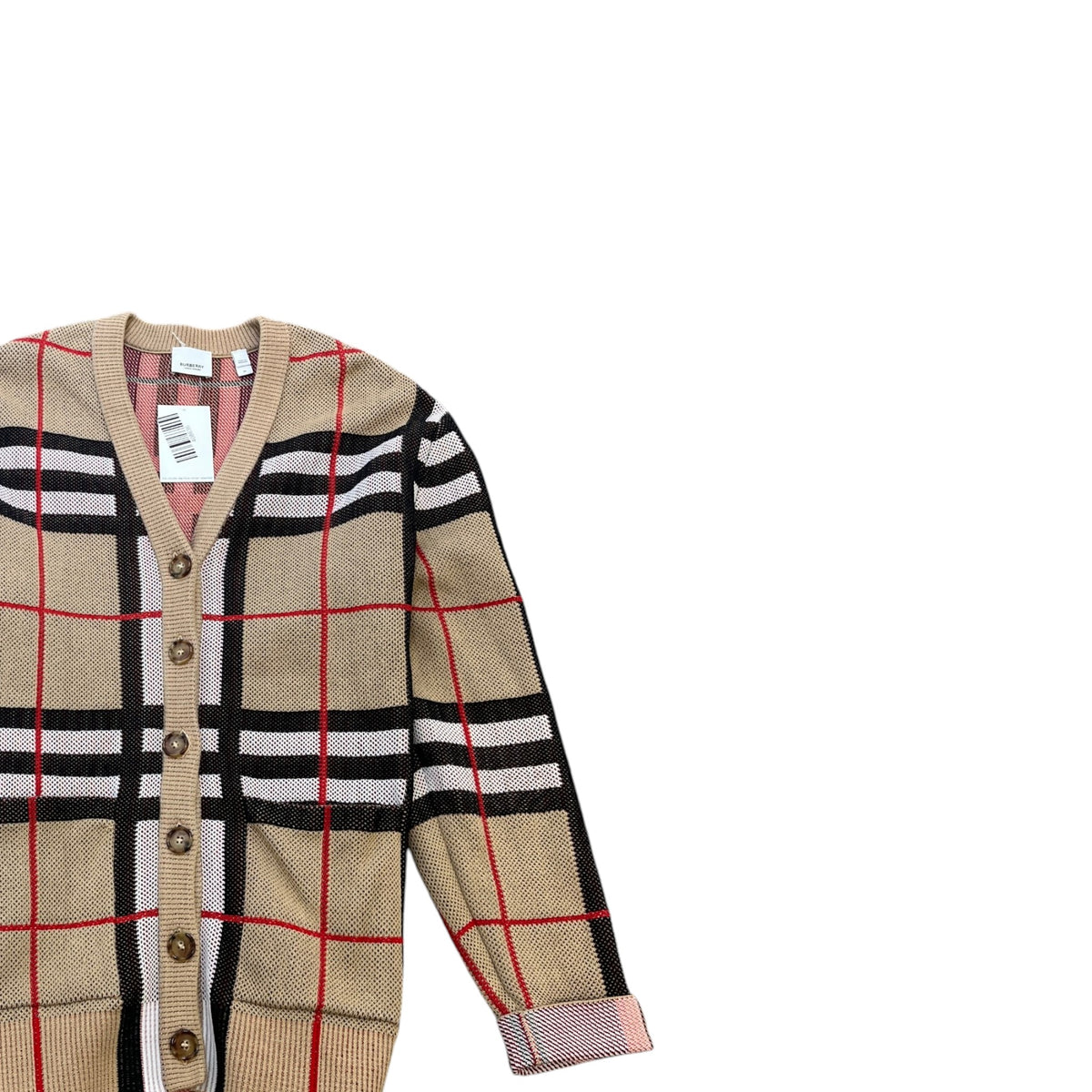 Women's Checkered Cardigan Beige Size M / UK 10 - Photo 3