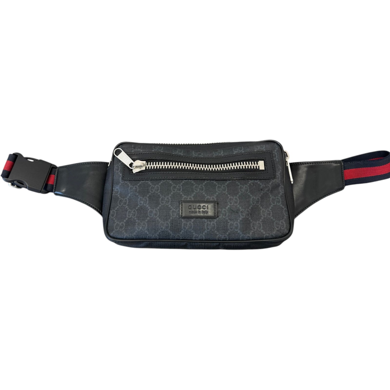 Men's GG Supreme Web Zip Belt Bag Black - Photo 1