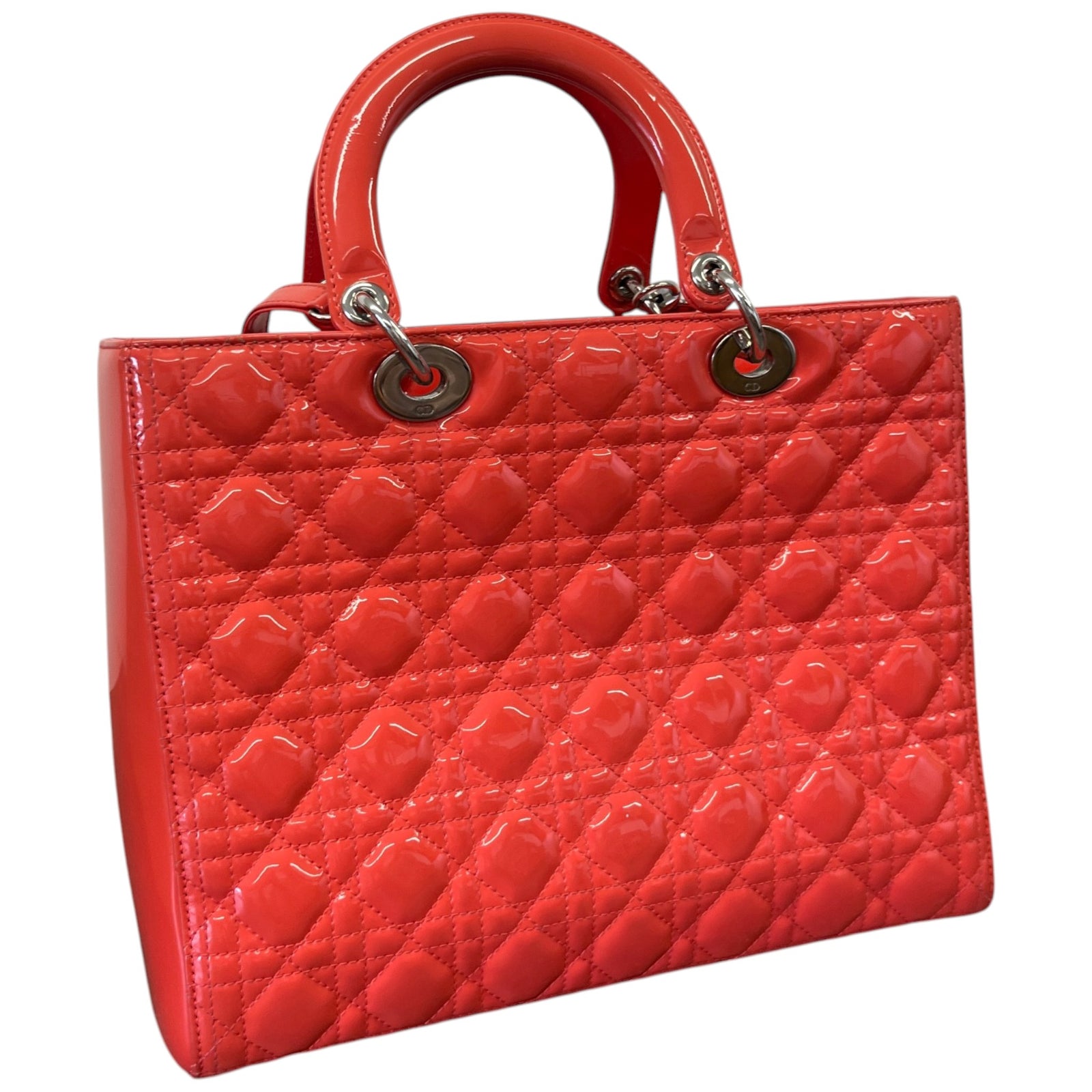 Women's Large Lady Dior Handbag Red - Photo 9