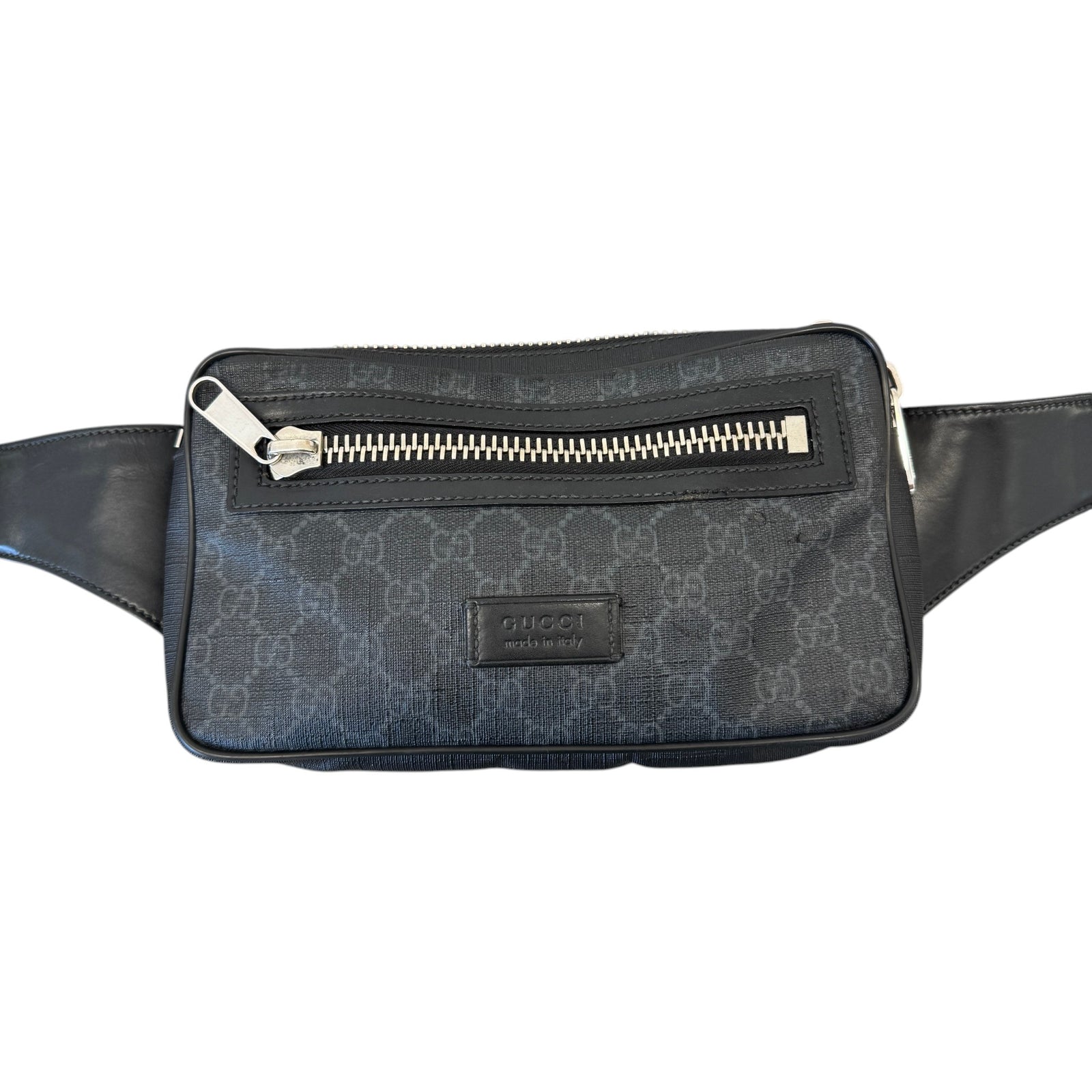 Men's GG Supreme Web Zip Belt Bag Black - Photo 4