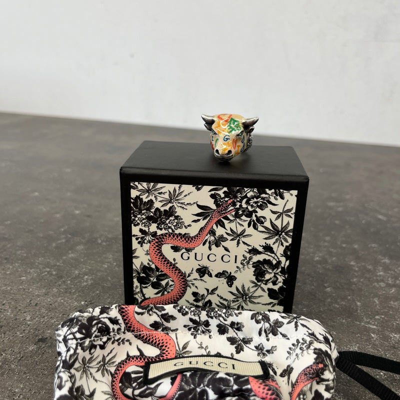Women's Anger Forest Enamel Ring Silver Size N