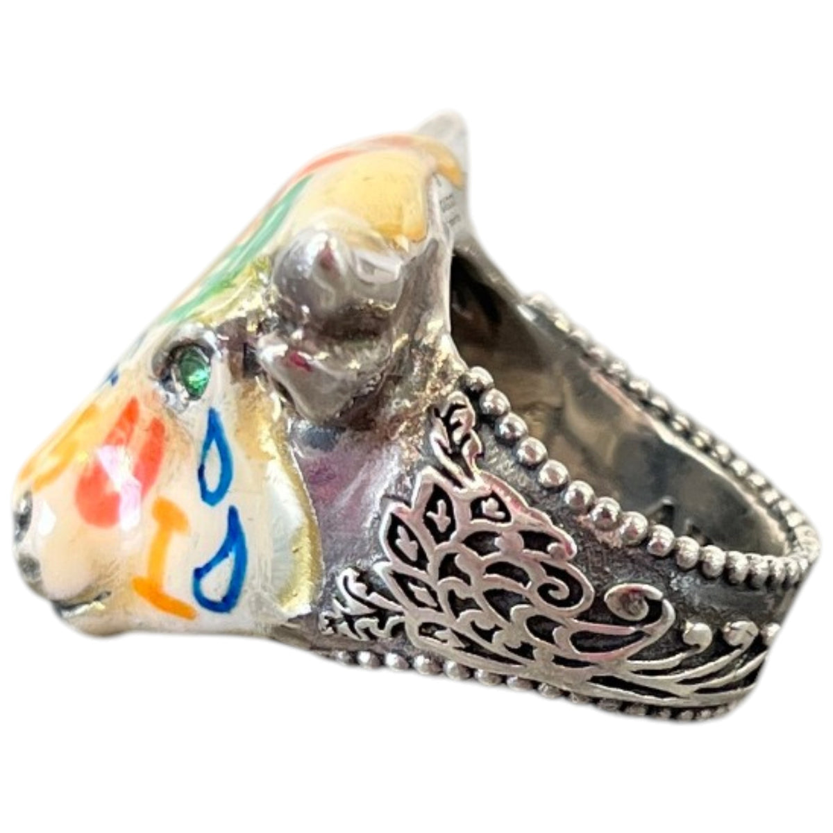 Women's Anger Forest Enamel Ring Silver Size N - Photo 4
