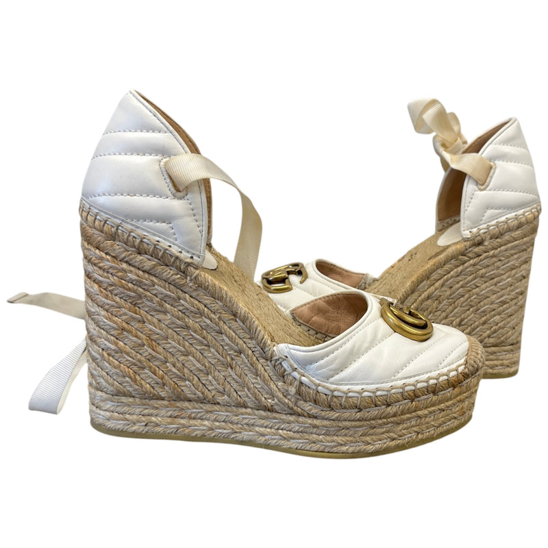 Women's GG Marmont Wedge Heels White Size 3.5