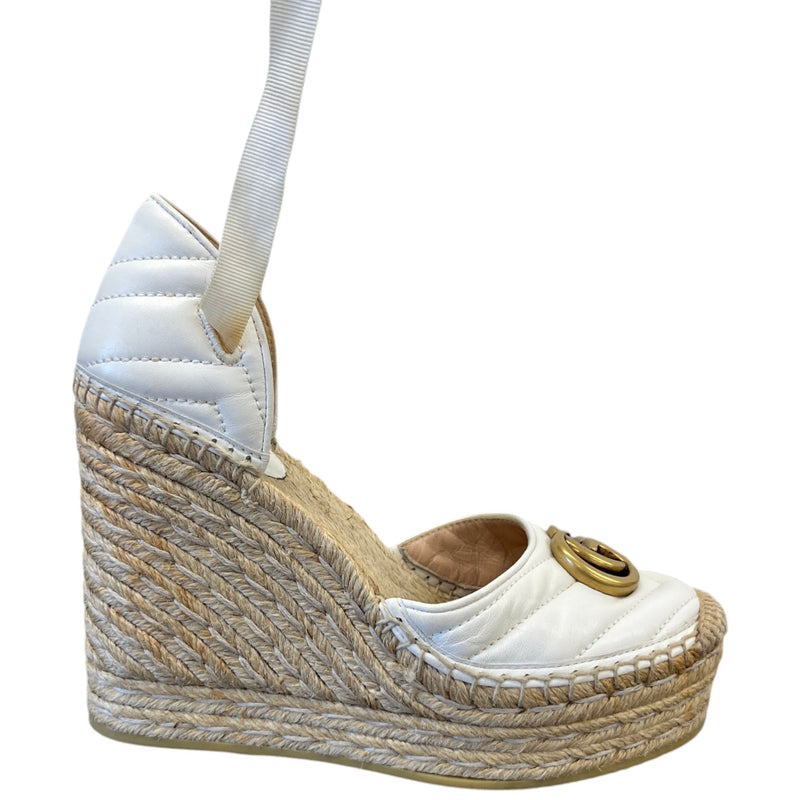 Women's GG Marmont Wedge Heels White Size 3.5