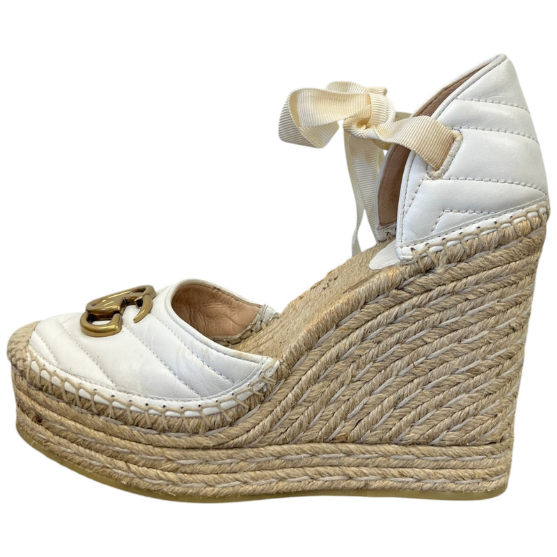 Women's GG Marmont Wedge Heels White Size 3.5