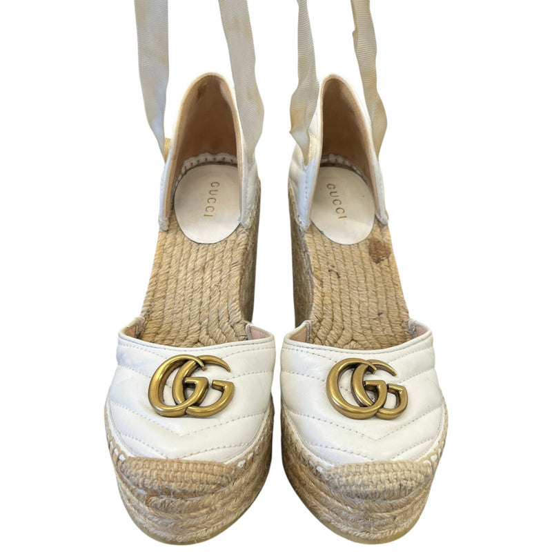 Women's GG Marmont Wedge Heels White Size 3.5