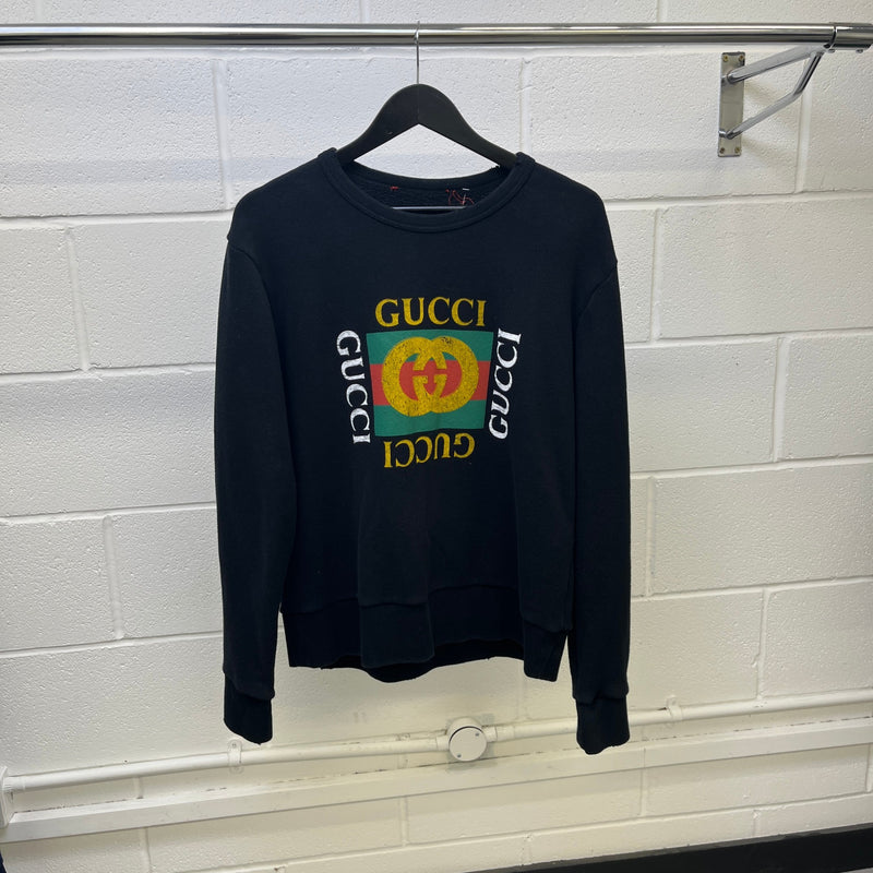Men's Logo Print Sweatshirt Black Size S