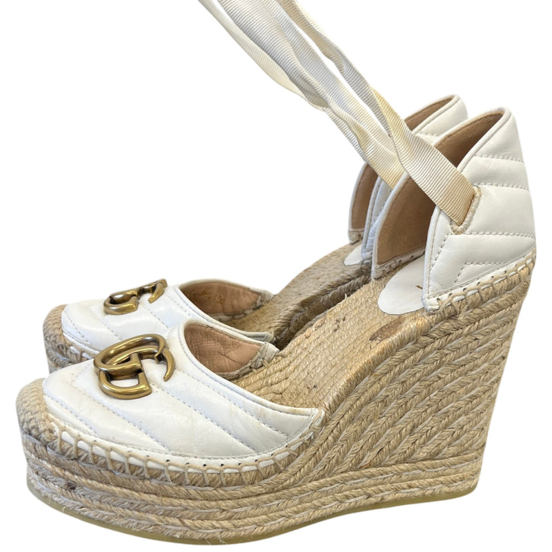 Women's GG Marmont Wedge Heels White Size 3.5