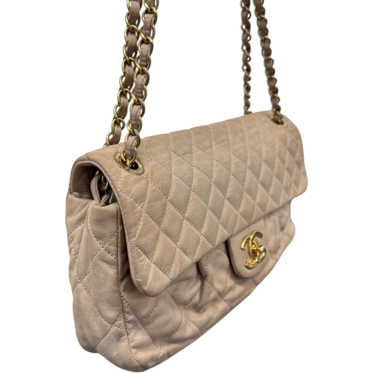 Women's Chic Quilt Flap Handbag Beige - Photo 4