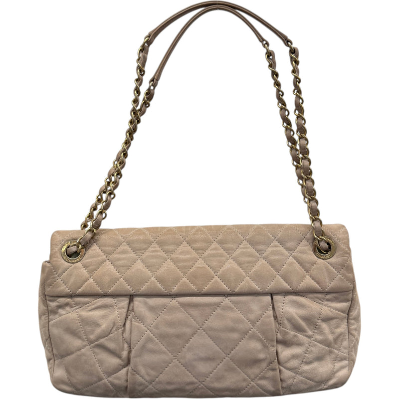 Women's Chic Quilt Flap Handbag Beige