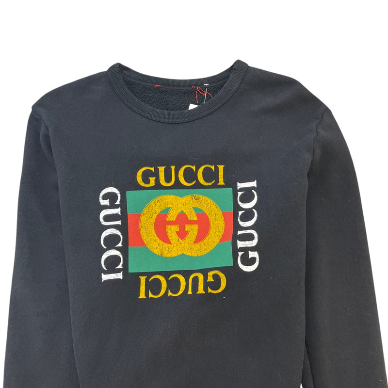 Men's Logo Print Sweatshirt Black Size S