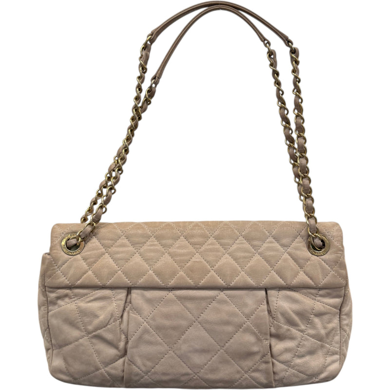 Women's Chic Quilt Flap Handbag Beige