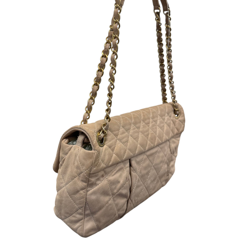 Women's Chic Quilt Flap Handbag Beige