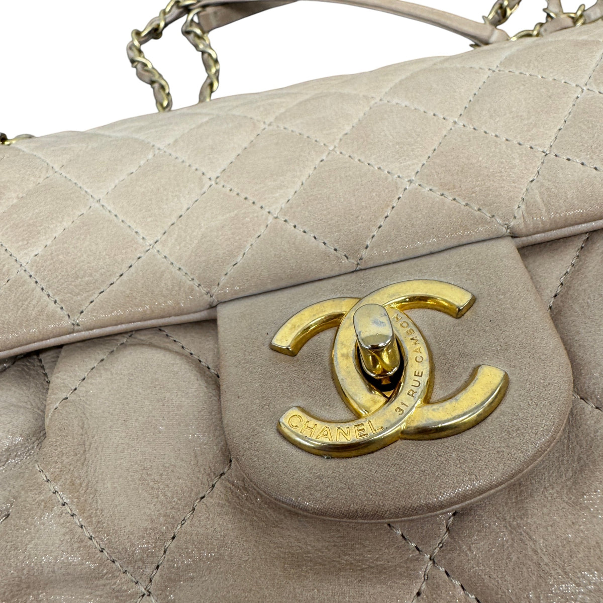 Women's Chic Quilt Flap Handbag Beige - Photo 7