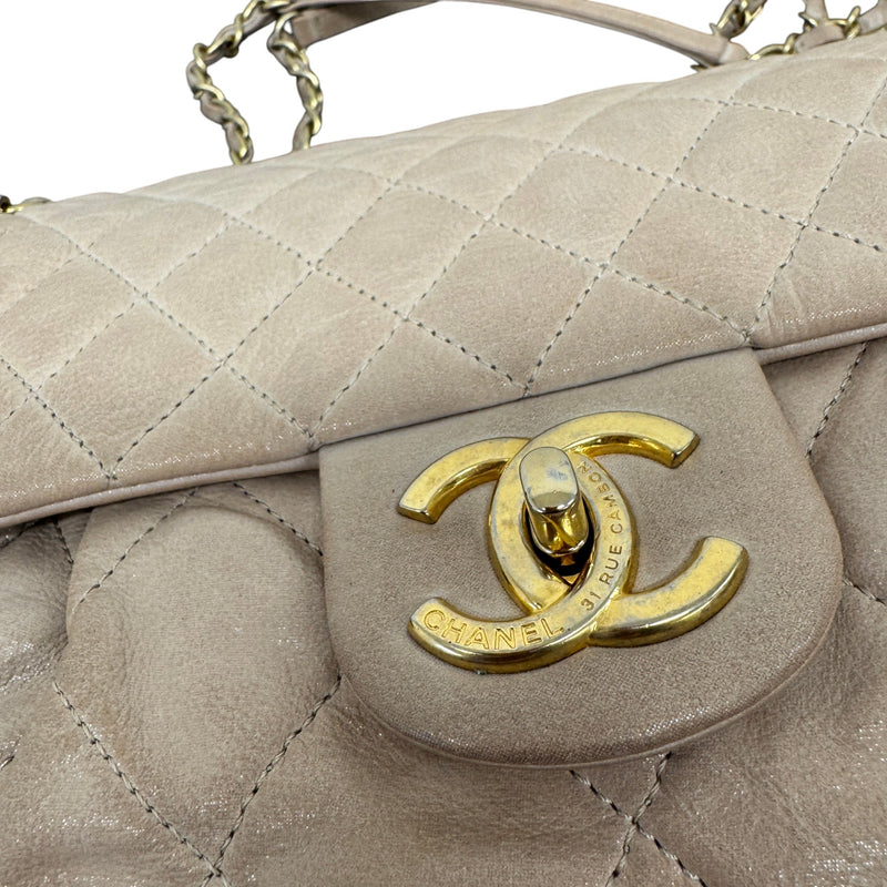 Women's Chic Quilt Flap Handbag Beige