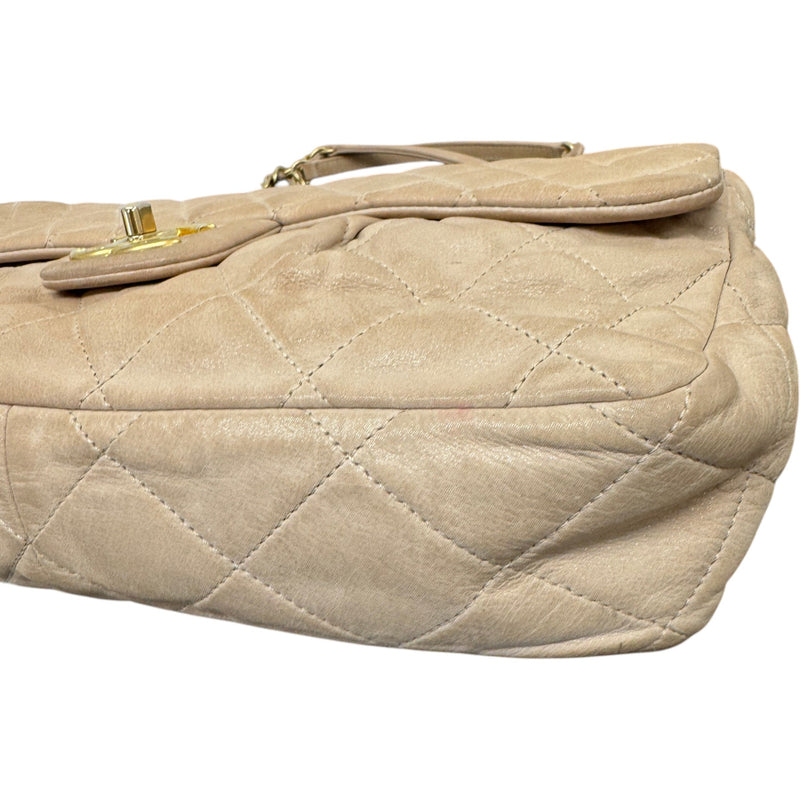 Women's Chic Quilt Flap Handbag Beige