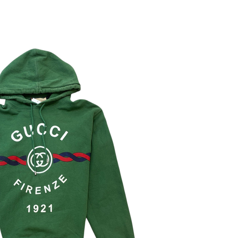 Men's Firenze 1921 Logo Print Hoodie Green Size M