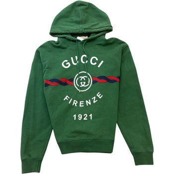 Men's Firenze 1921 Logo Print Hoodie Green Size M