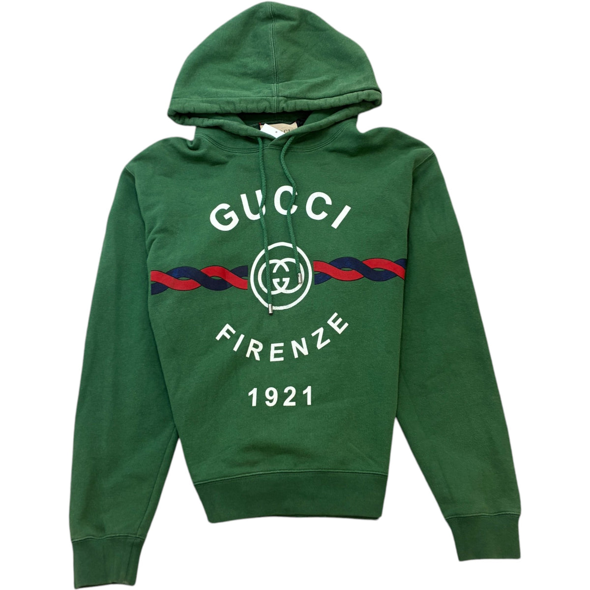 Men's Firenze 1921 Logo Print Hoodie Green Size M - Photo 1