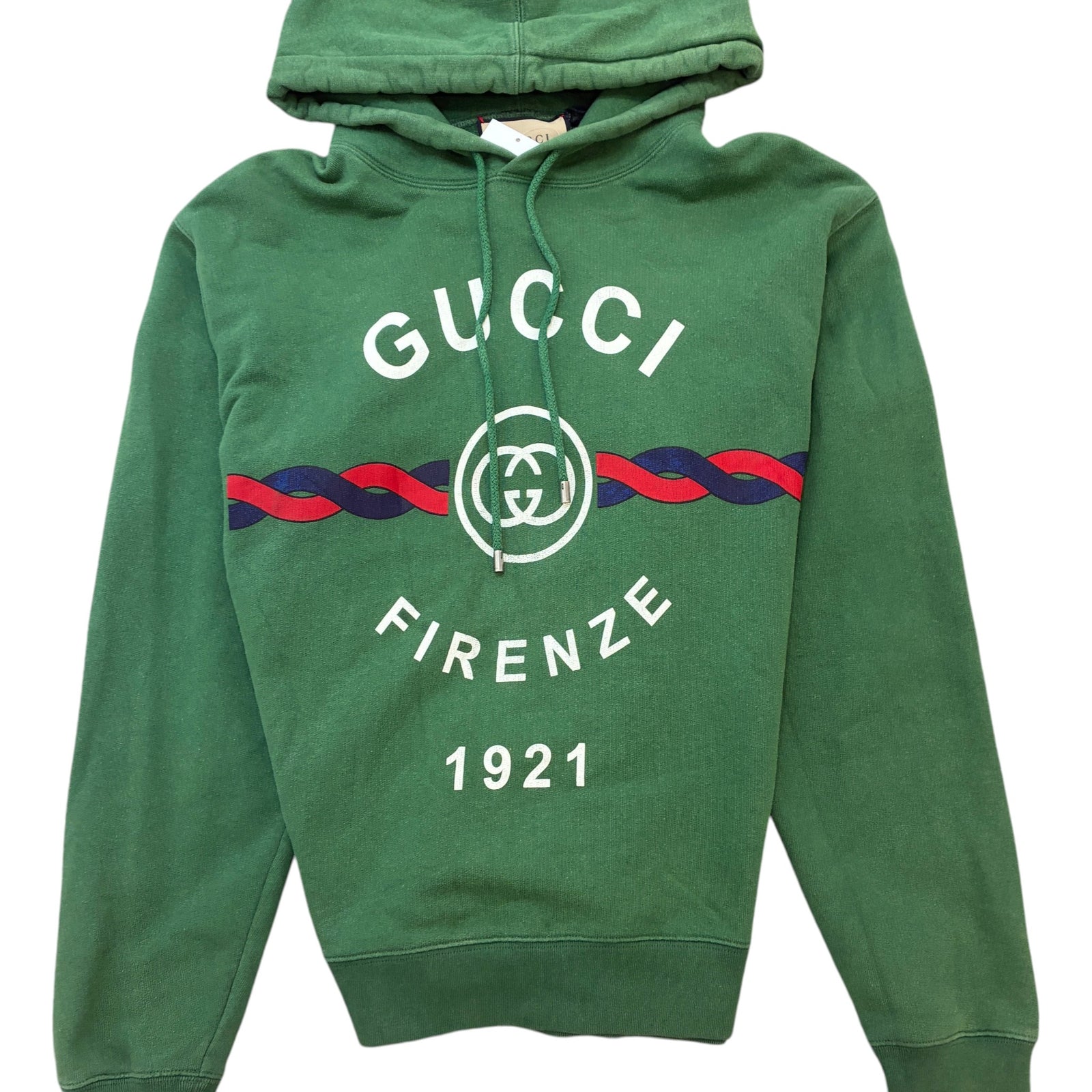 Men's Firenze 1921 Logo Print Hoodie Green Size M - Photo 5