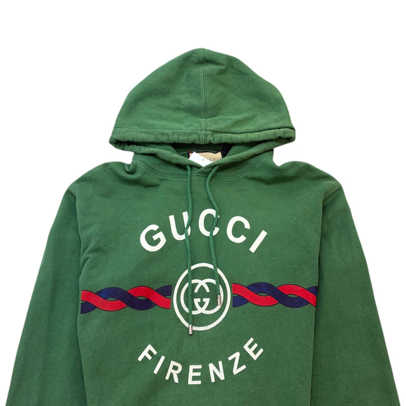 Men's Firenze 1921 Logo Print Hoodie Green Size M
