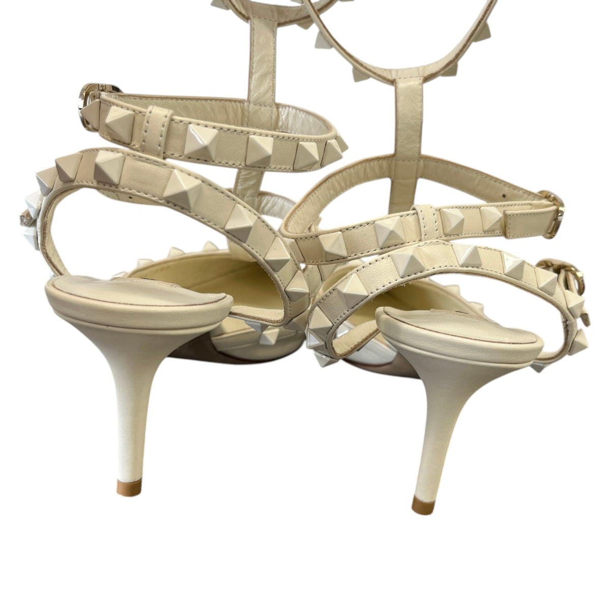 Women's Rockstud Heels Cream Size UK 6.5 / EU 39.5 - Photo 7