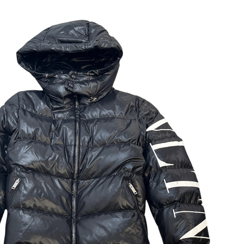 Men's Logo Print Down Jacket Black Size M