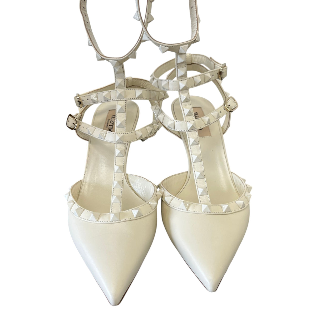 Women's Rockstud Heels Cream Size UK 6.5 / EU 39.5 - Photo 6