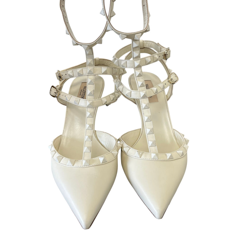 Women's Rockstud Heels Cream Size UK 6.5 / EU 39.5