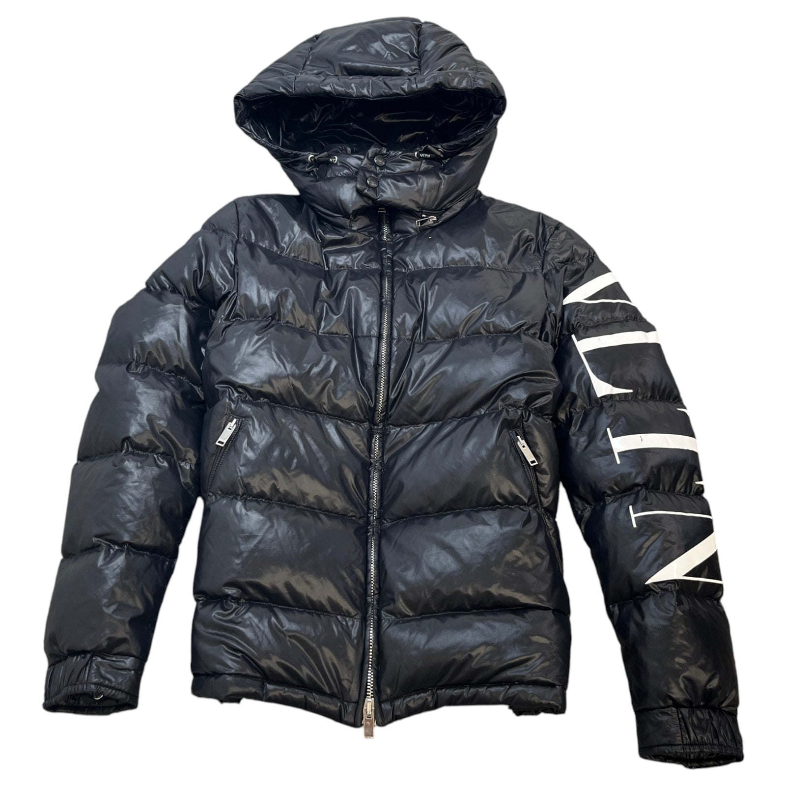 Men's Logo Print Down Jacket Black Size M - Photo 1
