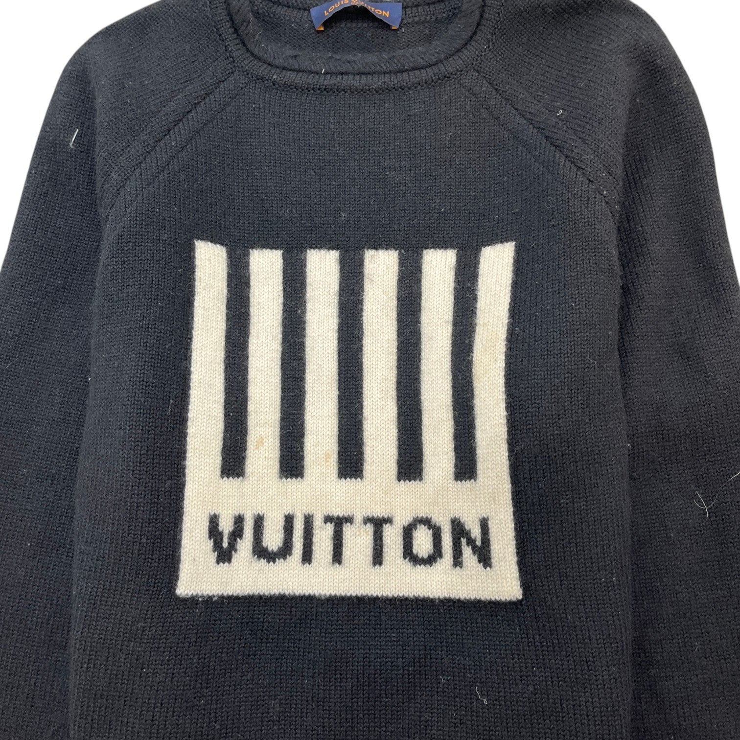 Men's Barcode Intarsia Knit Jumper Black Size L - Photo 5