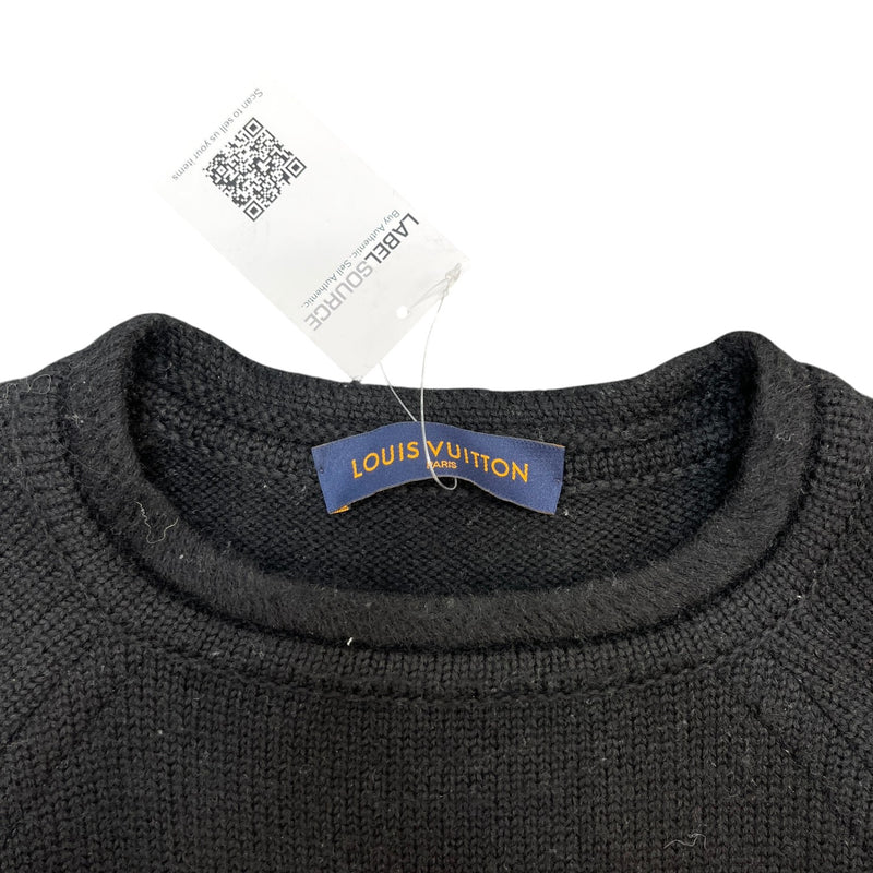 Men's Barcode Intarsia Knit Jumper Black Size L