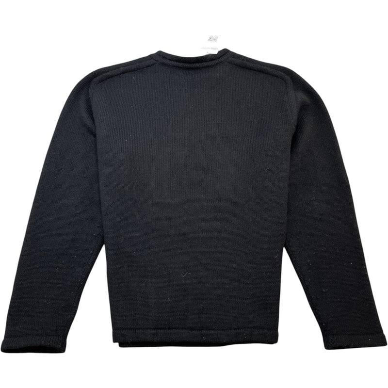 Men's Barcode Intarsia Knit Jumper Black Size L