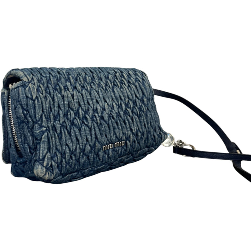 Women's Crystal Embellished Matelasse Crossbody Bag Blue