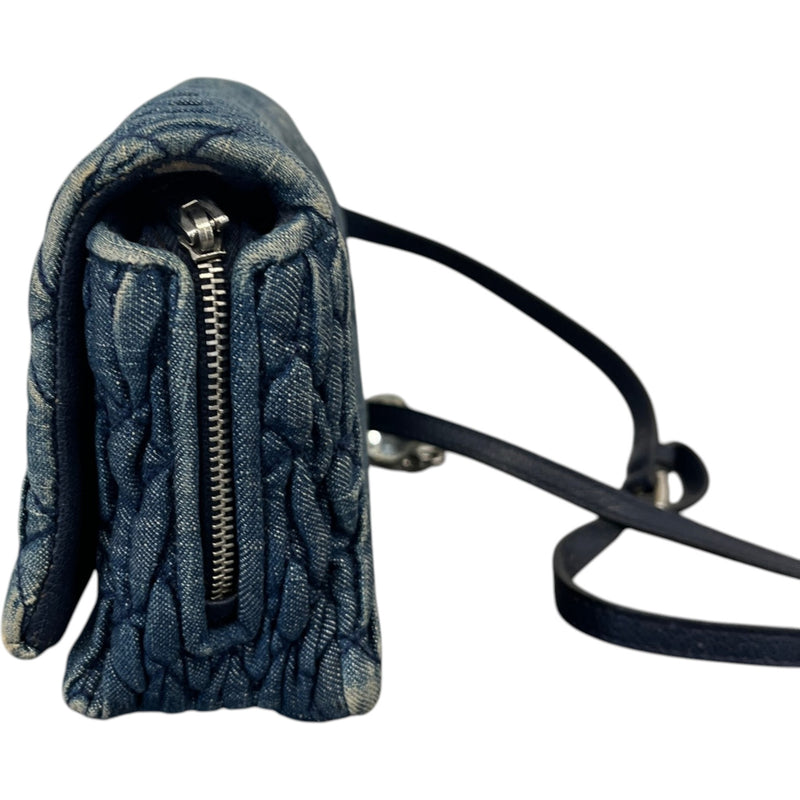 Women's Crystal Embellished Matelasse Crossbody Bag Blue