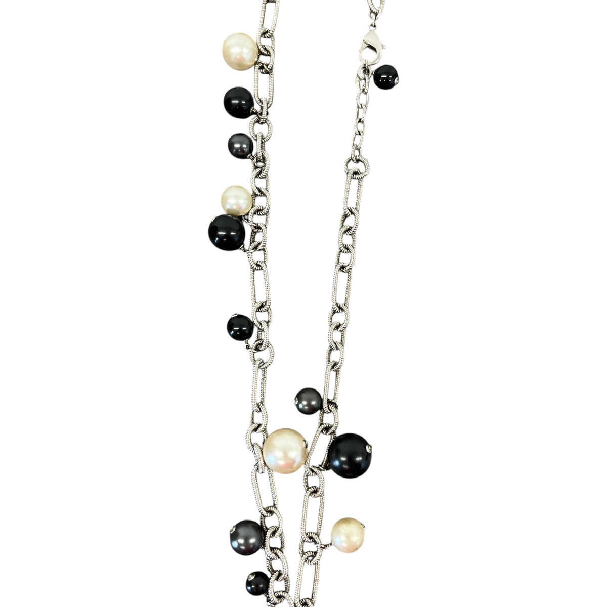 Women's Beaded Pearl CC Globe Necklace Silver - Photo 5