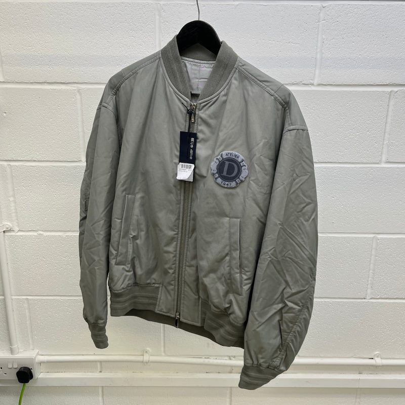 Dior Men's Atelier Embroidered Bomber Jacket Grey Size XL
